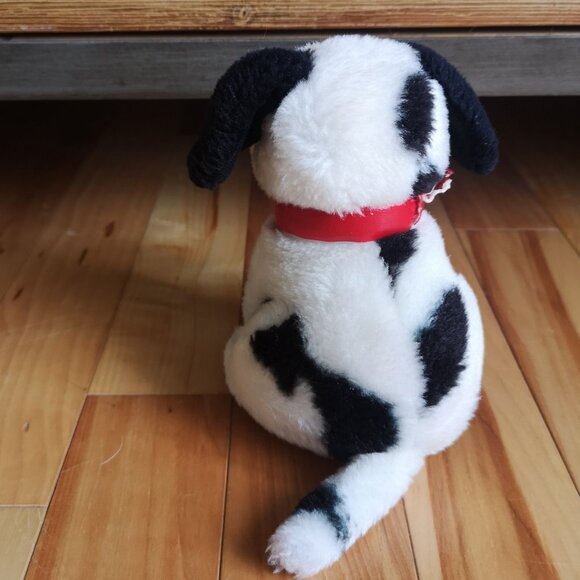 VINTAGE Puppy Dog Black & White Stuffed Animal Plush - Picture 2 of 2